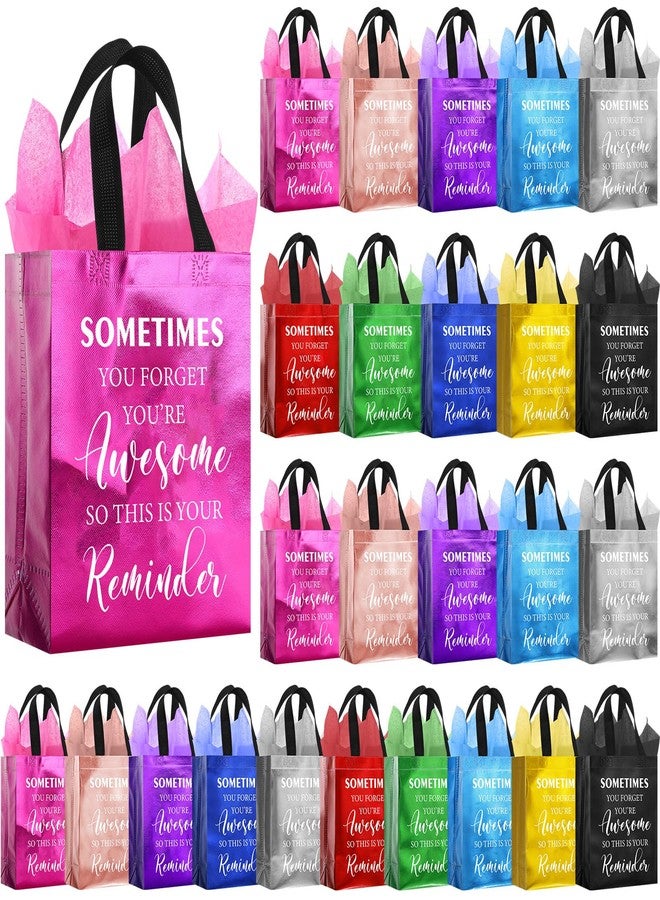 Resholder 30 Set Inspirational Gift Bags Bulk with Tissues Papers Medium Reusable Non-woven Tote with Handle Positive Christmas Employee Appreciation Gift Bag for Staff Coworker Team Teacher - Image 1